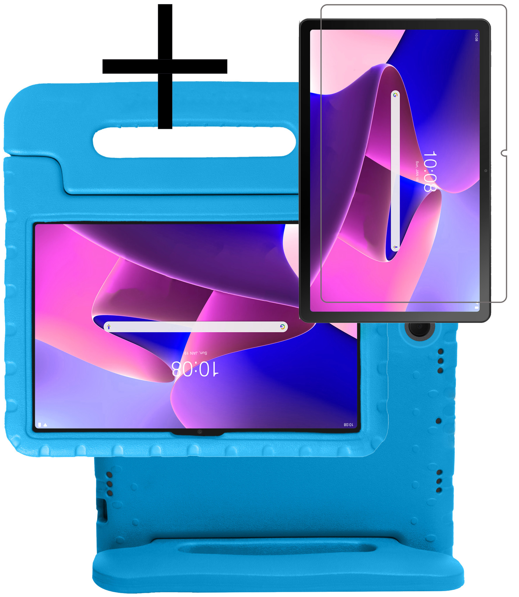 NoXx Hoesje Geschikt voor Lenovo Tab M10 Plus 3rd Gen Hoesje Kinderhoes Shockproof Hoes Kids Case Met Screenprotector - Blauw