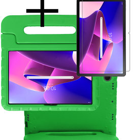 NoXx Lenovo Tab M10 Plus (3e generatie) Kinderhoes Met Screenprotector - Groen