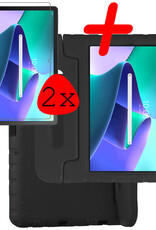 Lenovo Tab M10 Plus (3e gen) Hoesje Kinder Hoes Shockproof Cover Met 2x Screenprotector - Kindvriendelijke Lenovo Tab M10 Plus Hoes Kids Case - Zwart