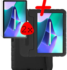 BASEY. BASEY. Lenovo Tab M10 Plus (3e generatie) Kinderhoes Met 2x Screenprotector - Zwart