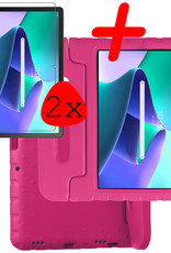 BASEY. Hoesje Geschikt voor Lenovo Tab M10 Plus 3rd Gen Hoesje Kinder Hoes Shockproof Kinderhoes Met 2x Screenprotector - Kindvriendelijk Hoesje Geschikt voor Lenovo Tab M10 Plus (3e Gen) Hoes Kids Case - Roze