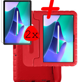 BASEY. BASEY. Lenovo Tab M10 Plus (3e generatie) Kinderhoes Met 2x Screenprotector - Rood