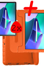 BASEY. Hoesje Geschikt voor Lenovo Tab M10 Plus 3rd Gen Hoesje Kinder Hoes Shockproof Kinderhoes Met 2x Screenprotector - Kindvriendelijk Hoesje Geschikt voor Lenovo Tab M10 Plus (3e Gen) Hoes Kids Case - Oranje