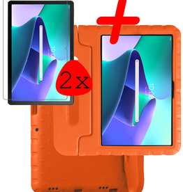 BASEY. BASEY. Lenovo Tab M10 Plus (3e generatie) Kinderhoes Met 2x Screenprotector - Oranje