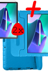 BASEY. Hoesje Geschikt voor Lenovo Tab M10 Plus 3rd Gen Hoesje Kinder Hoes Shockproof Kinderhoes Met 2x Screenprotector - Kindvriendelijk Hoesje Geschikt voor Lenovo Tab M10 Plus (3e Gen) Hoes Kids Case - Blauw