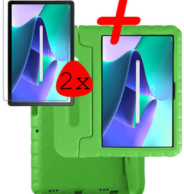 BASEY. BASEY. Lenovo Tab M10 Plus (3e generatie) Kinderhoes Met 2x Screenprotector - Groen
