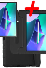 BASEY. Hoesje Geschikt voor Lenovo Tab M10 Plus 3rd Gen Hoesje Kinder Hoes Shockproof Kinderhoes Met Screenprotector - Kindvriendelijk Hoesje Geschikt voor Lenovo Tab M10 Plus (3e Gen) Hoes Kids Case - Zwart