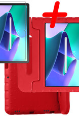 BASEY. Hoesje Geschikt voor Lenovo Tab M10 Plus 3rd Gen Hoesje Kinder Hoes Shockproof Kinderhoes Met Screenprotector - Kindvriendelijk Hoesje Geschikt voor Lenovo Tab M10 Plus (3e Gen) Hoes Kids Case - Rood