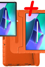 BASEY. Hoesje Geschikt voor Lenovo Tab M10 Plus 3rd Gen Hoesje Kinder Hoes Shockproof Kinderhoes Met Screenprotector - Kindvriendelijk Hoesje Geschikt voor Lenovo Tab M10 Plus (3e Gen) Hoes Kids Case - Oranje