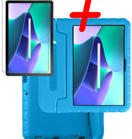 BASEY. Lenovo Tab M10 Plus (3e generatie) Kinderhoes Met Screenprotector - Blauw