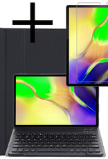 NoXx Hoesje Geschikt voor Samsung Galaxy Tab S5e Hoesje Toetsenbord Hoes Met Screenprotector - Hoes Geschikt voor Samsung Tab S5e Keyboard Case Book Cover - Zwart