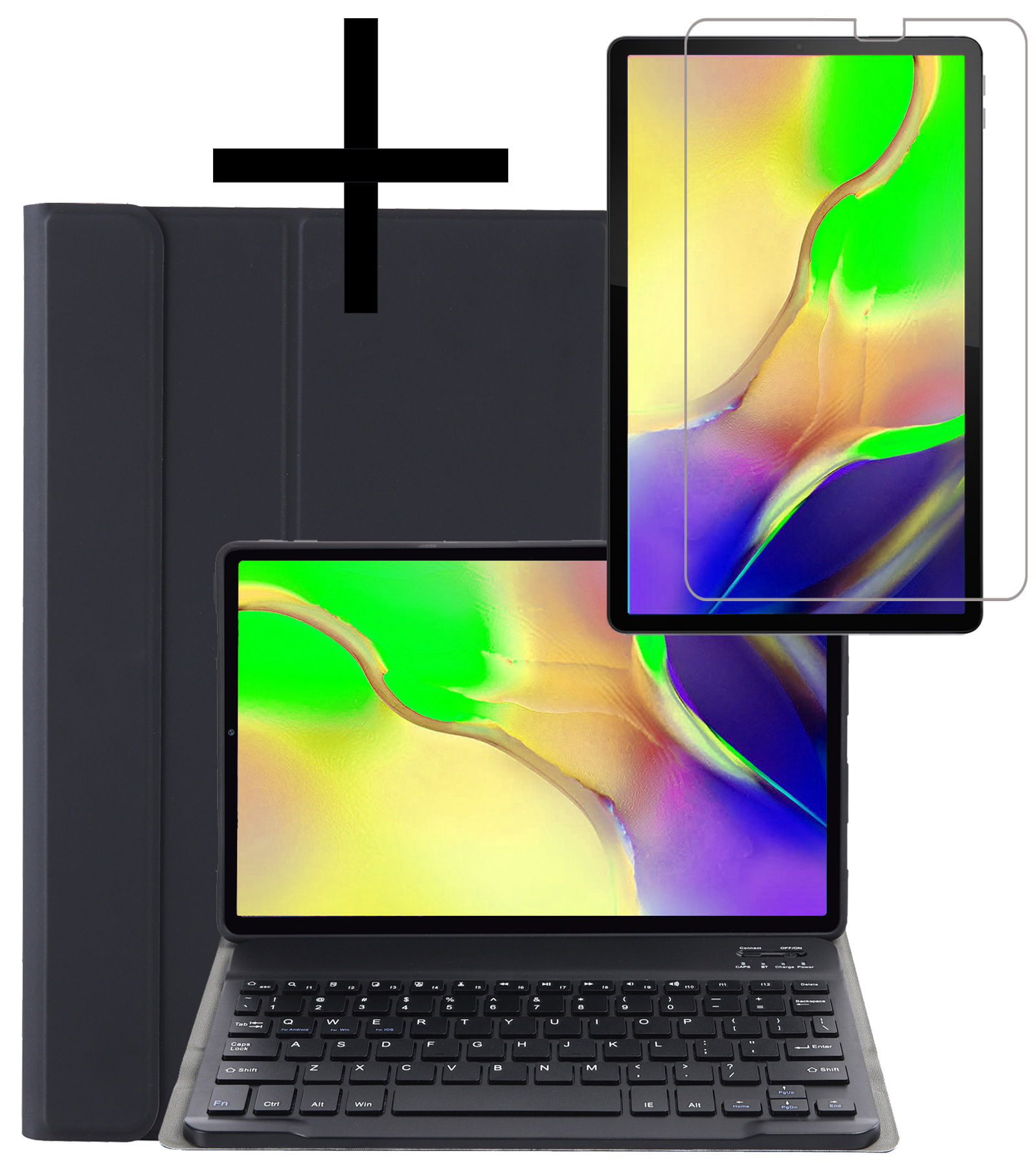NoXx Hoesje Geschikt voor Samsung Galaxy Tab S5e Hoesje Toetsenbord Hoes Met Screenprotector - Hoes Geschikt voor Samsung Tab S5e Keyboard Case Book Cover - Zwart