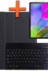Nomfy Hoes Geschikt voor Samsung Galaxy Tab S5e Hoes Toetsenbord Hoes Case Book Cover Hoesje Met Screenprotector - Hoesje Geschikt voor Samsung Tab S5e Keyboard Hoes - Goud