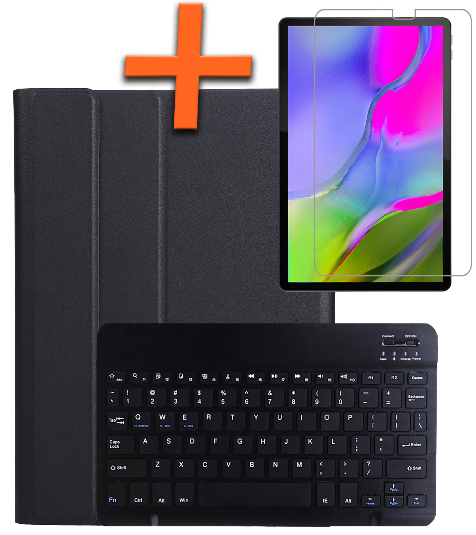 Nomfy Hoes Geschikt voor Samsung Galaxy Tab S5e Hoes Toetsenbord Hoes Case Book Cover Hoesje Met Screenprotector - Hoesje Geschikt voor Samsung Tab S5e Keyboard Hoes - Goud