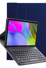 Nomfy Hoes Geschikt voor Samsung Galaxy Tab A 10.1 2019 Hoes Toetsenbord Hoes Case Book Cover Hoesje - Hoesje Geschikt voor Samsung Tab A 10.1 (2019) Keyboard Hoes - Donkerblauw