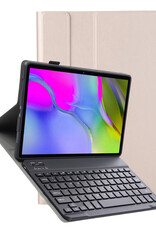 Nomfy Hoes Geschikt voor Samsung Galaxy Tab A 10.1 2019 Hoes Toetsenbord Hoes Case Book Cover Hoesje - Hoesje Geschikt voor Samsung Tab A 10.1 (2019) Keyboard Hoes - Goud