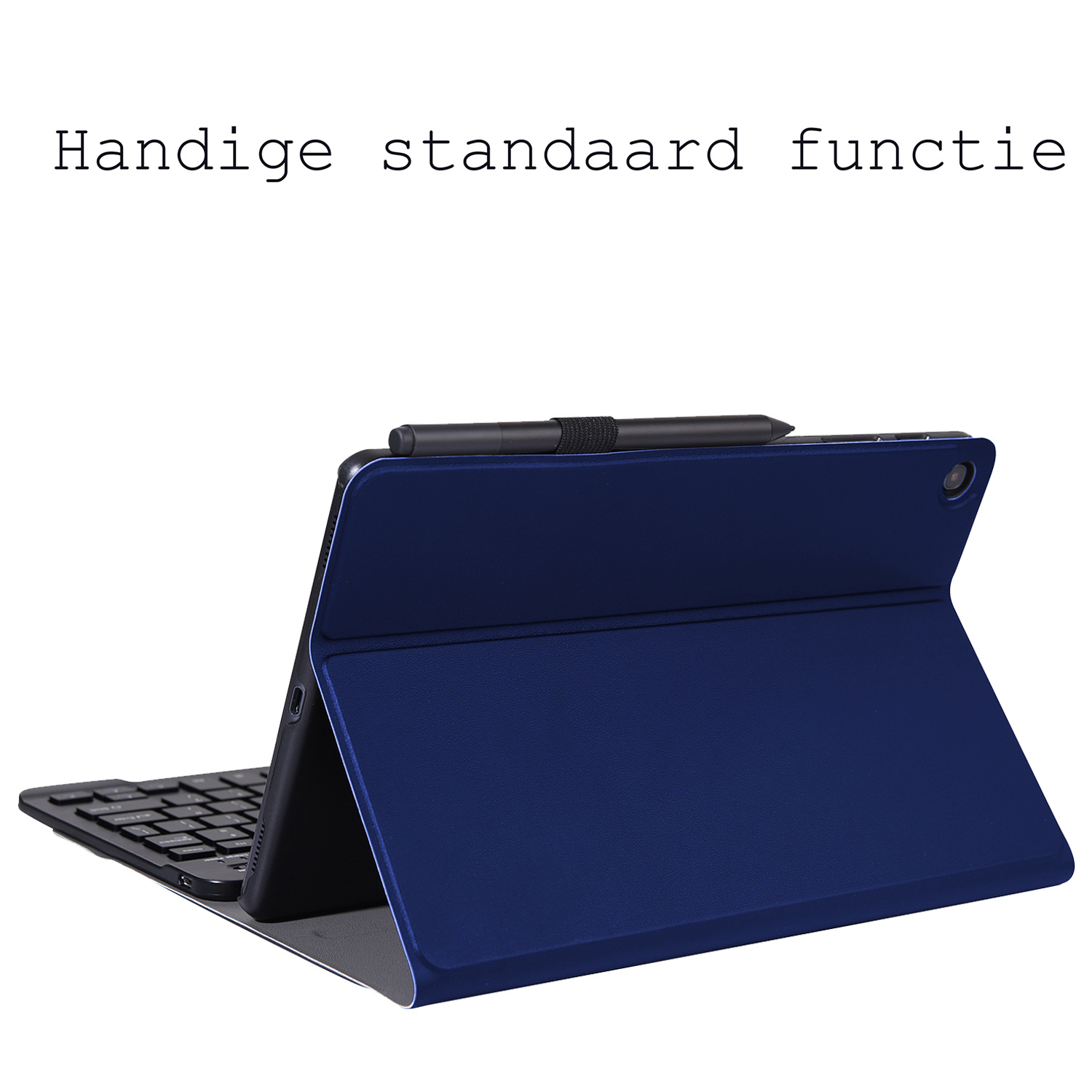 BASEY. Hoesje Geschikt voor Samsung Galaxy Tab A 10.1 2019 Toetsenbord Hoes Book Case Met Screenprotector - Hoes Geschikt voor Samsung Tab A 10.1 (2019) Toetsenbord Hoesje Keyboard Cover - Donkerblauw