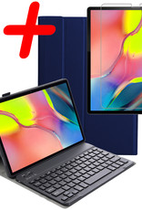 BASEY. Hoesje Geschikt voor Samsung Galaxy Tab A 10.1 2019 Toetsenbord Hoes Book Case Met Screenprotector - Hoes Geschikt voor Samsung Tab A 10.1 (2019) Toetsenbord Hoesje Keyboard Cover - Donkerblauw