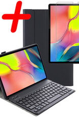 BASEY. Hoesje Geschikt voor Samsung Galaxy Tab A 10.1 2019 Toetsenbord Hoes Book Case Met Screenprotector - Hoes Geschikt voor Samsung Tab A 10.1 (2019) Toetsenbord Hoesje Keyboard Cover - Zwart