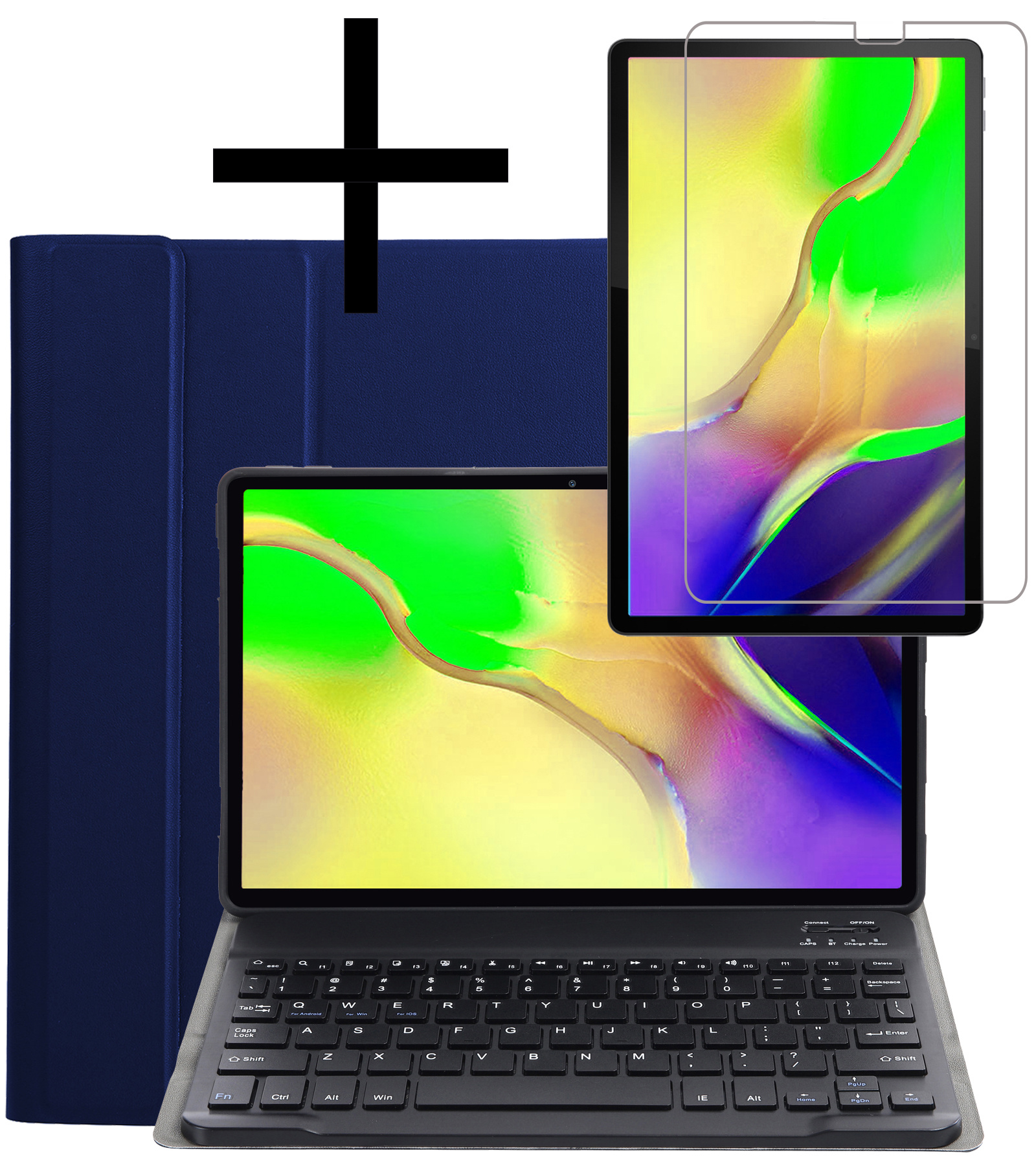 NoXx Hoesje Geschikt voor Samsung Galaxy Tab A 10.1 2019 Hoesje Toetsenbord Hoes Met Screenprotector - Hoes Geschikt voor Samsung Tab A 10.1 (2019) Keyboard Case Book Cover - Donkerblauw