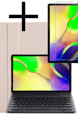 NoXx Hoesje Geschikt voor Samsung Galaxy Tab A 10.1 2019 Hoesje Toetsenbord Hoes Met Screenprotector - Hoes Geschikt voor Samsung Tab A 10.1 (2019) Keyboard Case Book Cover - Goud