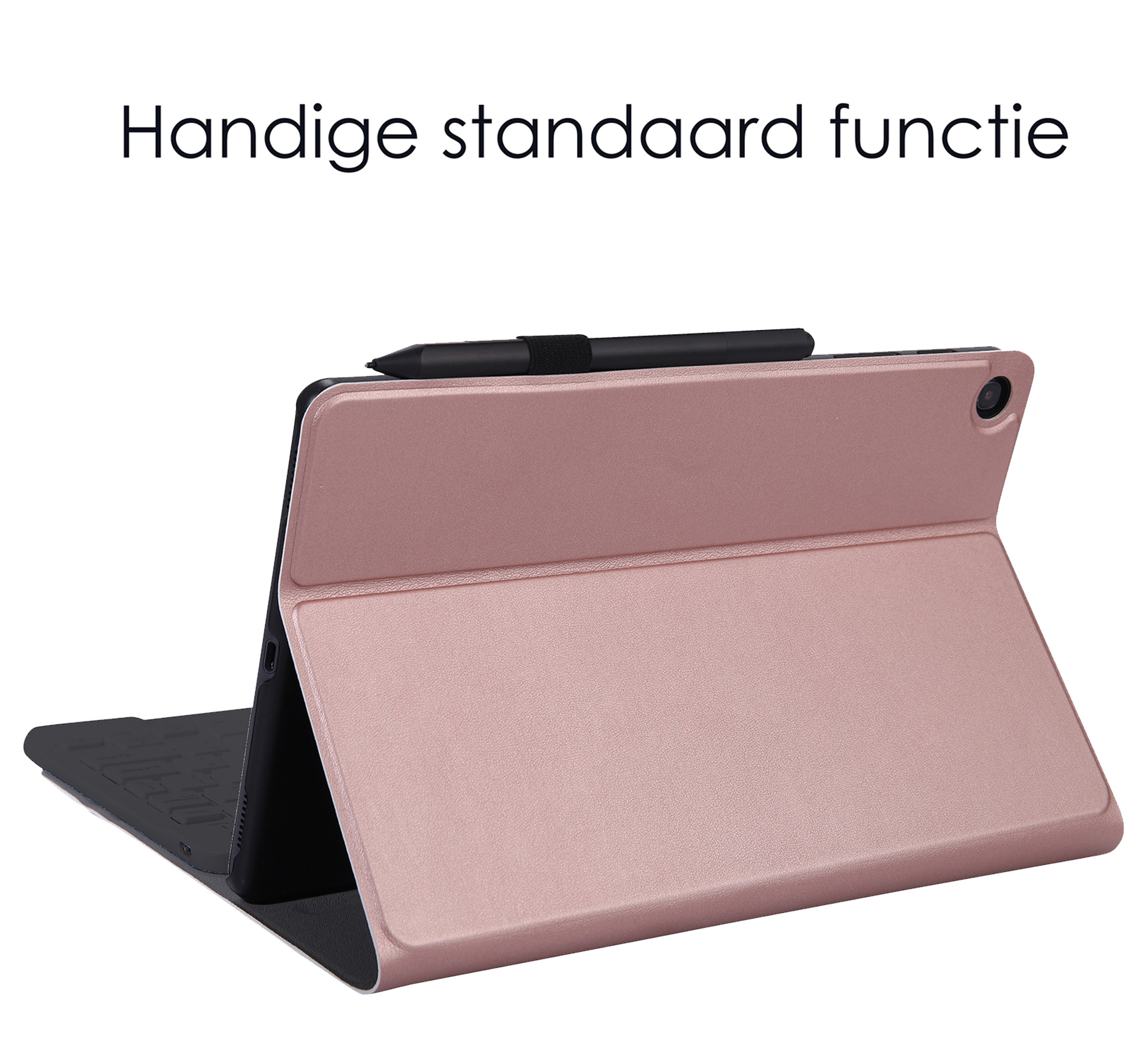 NoXx Hoesje Geschikt voor Samsung Galaxy Tab A 10.1 2019 Hoesje Toetsenbord Hoes Met Screenprotector - Hoes Geschikt voor Samsung Tab A 10.1 (2019) Keyboard Case Book Cover - Rosé goud