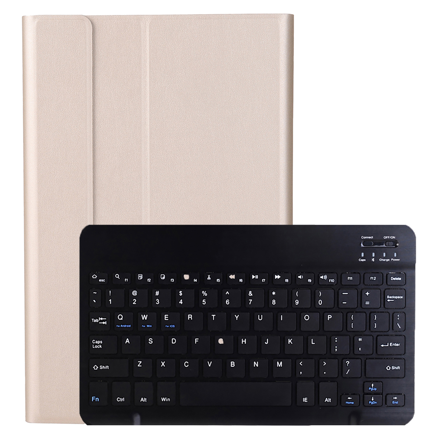 Nomfy Hoes Geschikt voor Samsung Galaxy Tab A 10.1 2019 Hoes Toetsenbord Hoes Case Book Cover Hoesje Met Screenprotector - Hoesje Geschikt voor Samsung Tab A 10.1 (2019) Keyboard Hoes - Goud