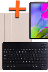 Nomfy Hoes Geschikt voor Samsung Galaxy Tab A 10.1 2019 Hoes Toetsenbord Hoes Case Book Cover Hoesje Met Screenprotector - Hoesje Geschikt voor Samsung Tab A 10.1 (2019) Keyboard Hoes - Goud