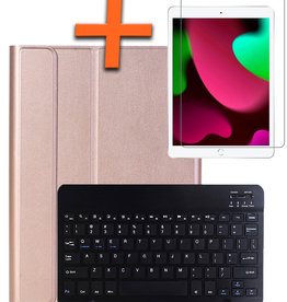 Nomfy Nomfy iPad 10.2 2021 Toetsenbordhoes Met Screenprotector - Rose Goud