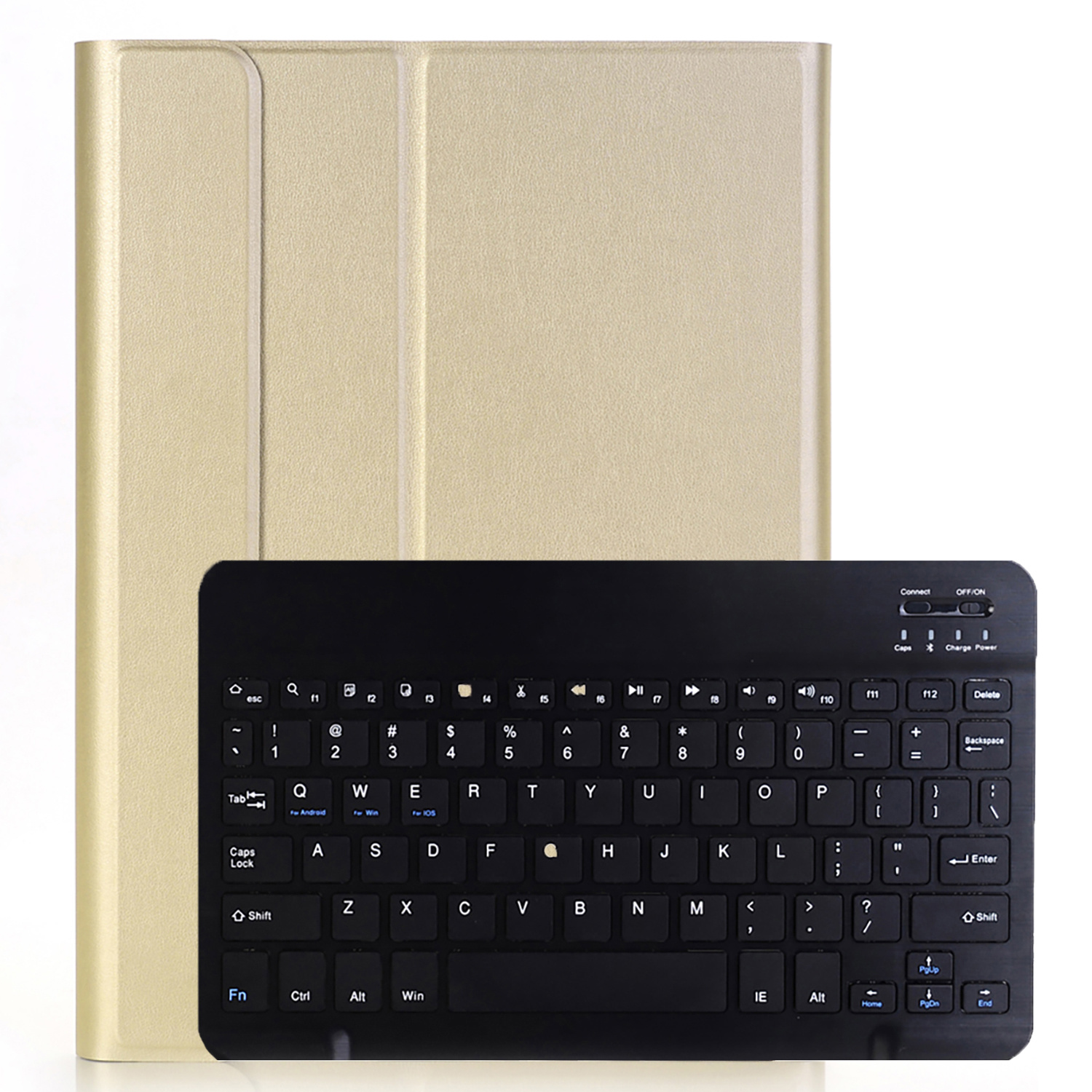 Nomfy iPad 10.2 2021 Toetsenbord Hoes Keyboard Case Book Cover Met Screenprotector - iPad 10.2 2021 Toetsenbord Keyboard Hoesje - Goud