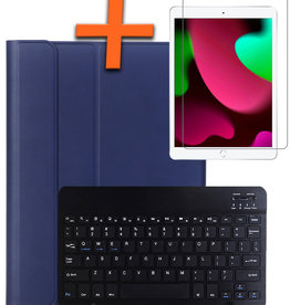 Nomfy Nomfy iPad 10.2 2021 Toetsenbordhoes Met Screenprotector - Donkerblauw