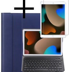 NoXx NoXx iPad 10.2 2021 Toetsenbordhoes Met Screenprotector - Donkerblauw