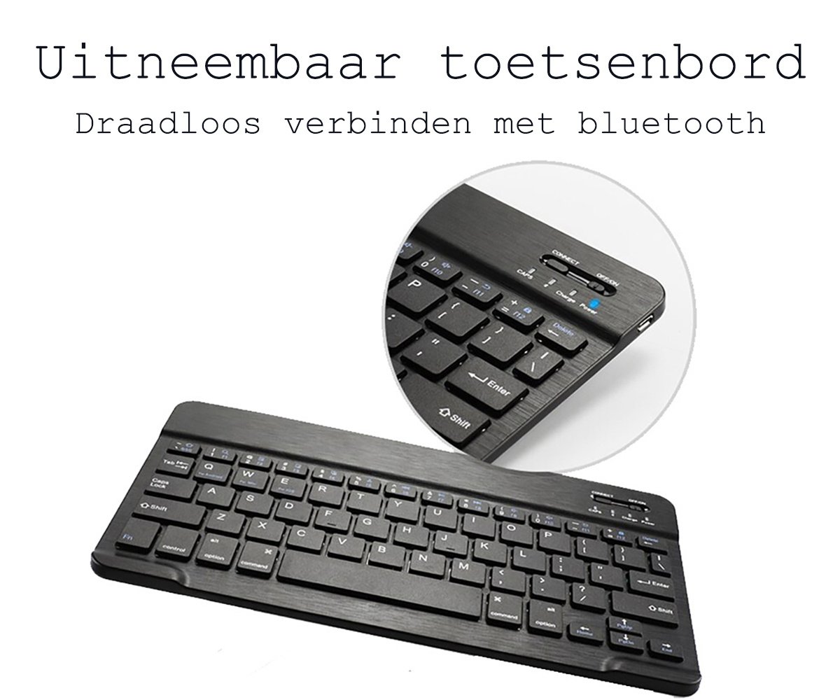 BASEY. iPad 10.2 2021 Hoes Toetsenbord Hoesje Keyboard Case Cover Met Screenprotector - Zwart
