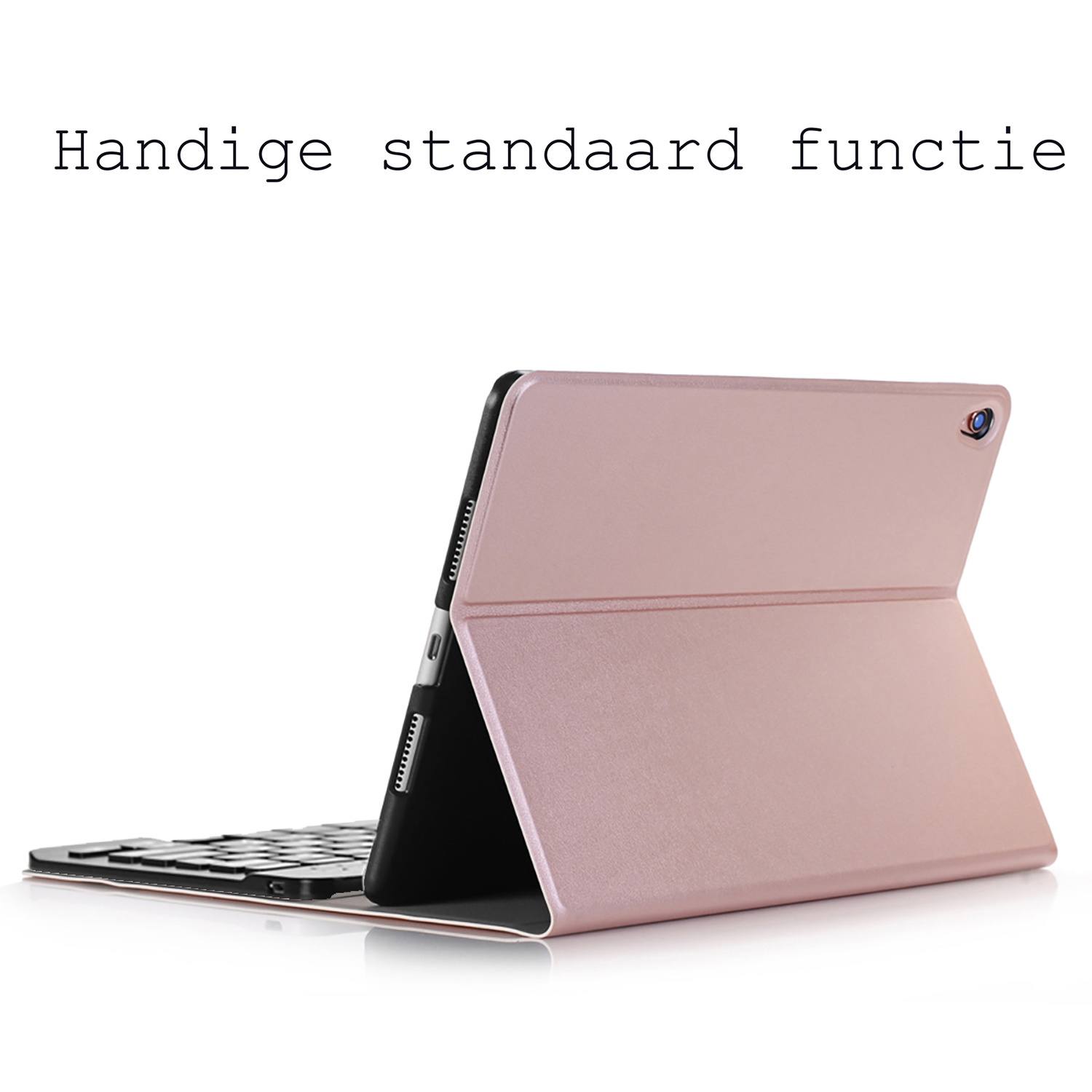 BASEY. Hoesje Geschikt voor iPad 10.2 2021 Toetsenbord Hoes Book Case Met Screenprotector - Hoes Geschikt voor iPad 9 Toetsenbord Hoesje Keyboard Cover - Rosé goud