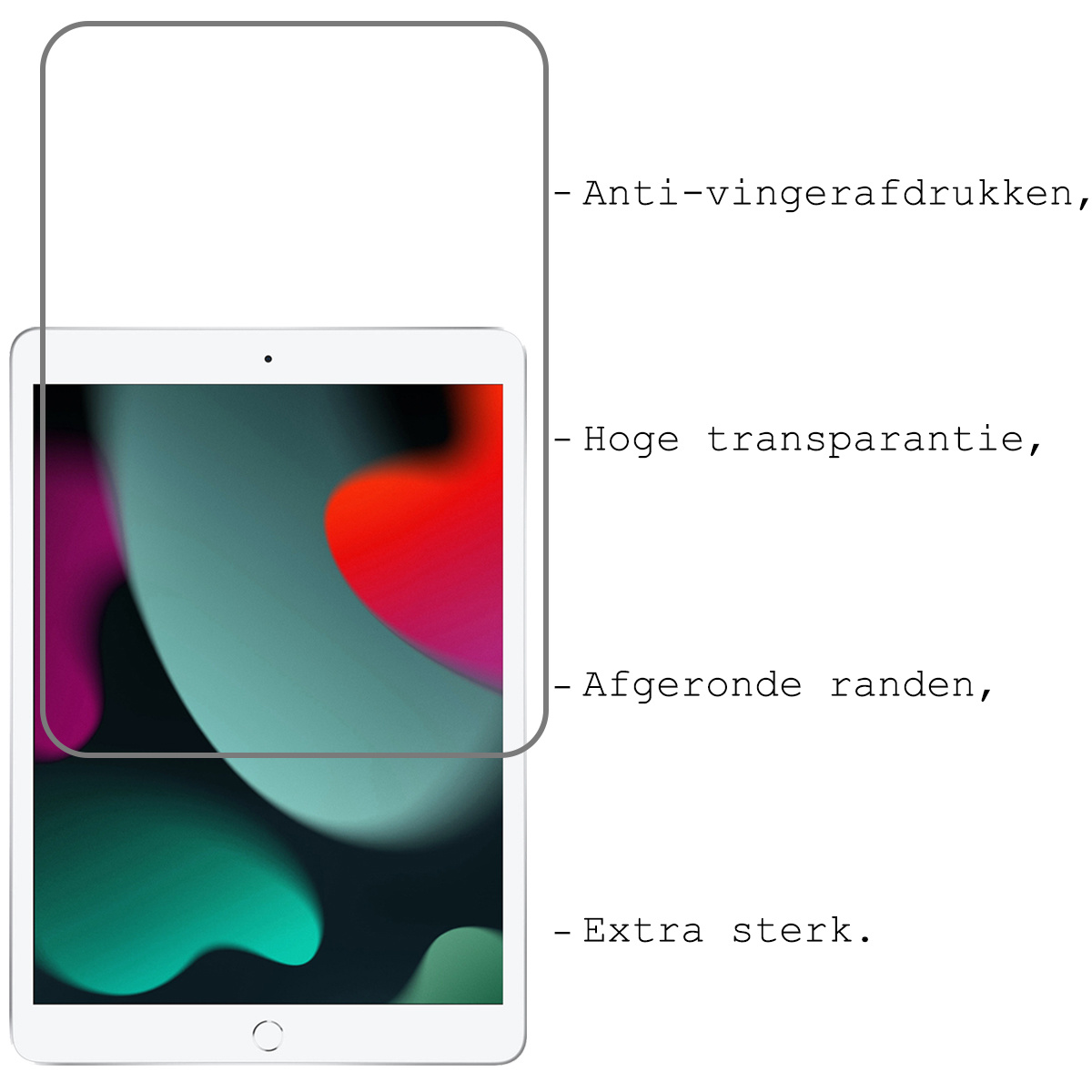 BASEY. iPad 10.2 2021 Hoes Toetsenbord Hoesje Keyboard Case Cover Met Screenprotector - Donkerblauw