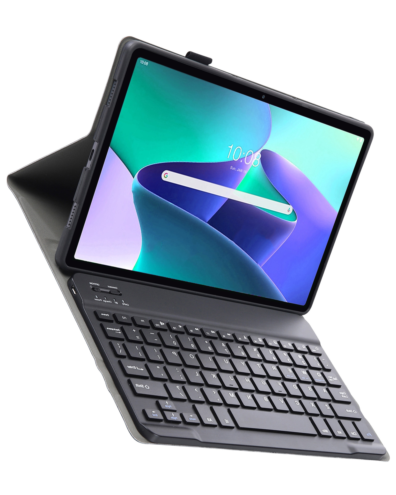 BASEY. Hoesje Geschikt voor Lenovo Tab M10 Plus 3rd Gen Toetsenbord Hoes Book Case - Hoes Geschikt voor Lenovo Tab M10 Plus (3e Gen) Toetsenbord Hoesje Keyboard Cover - Goud