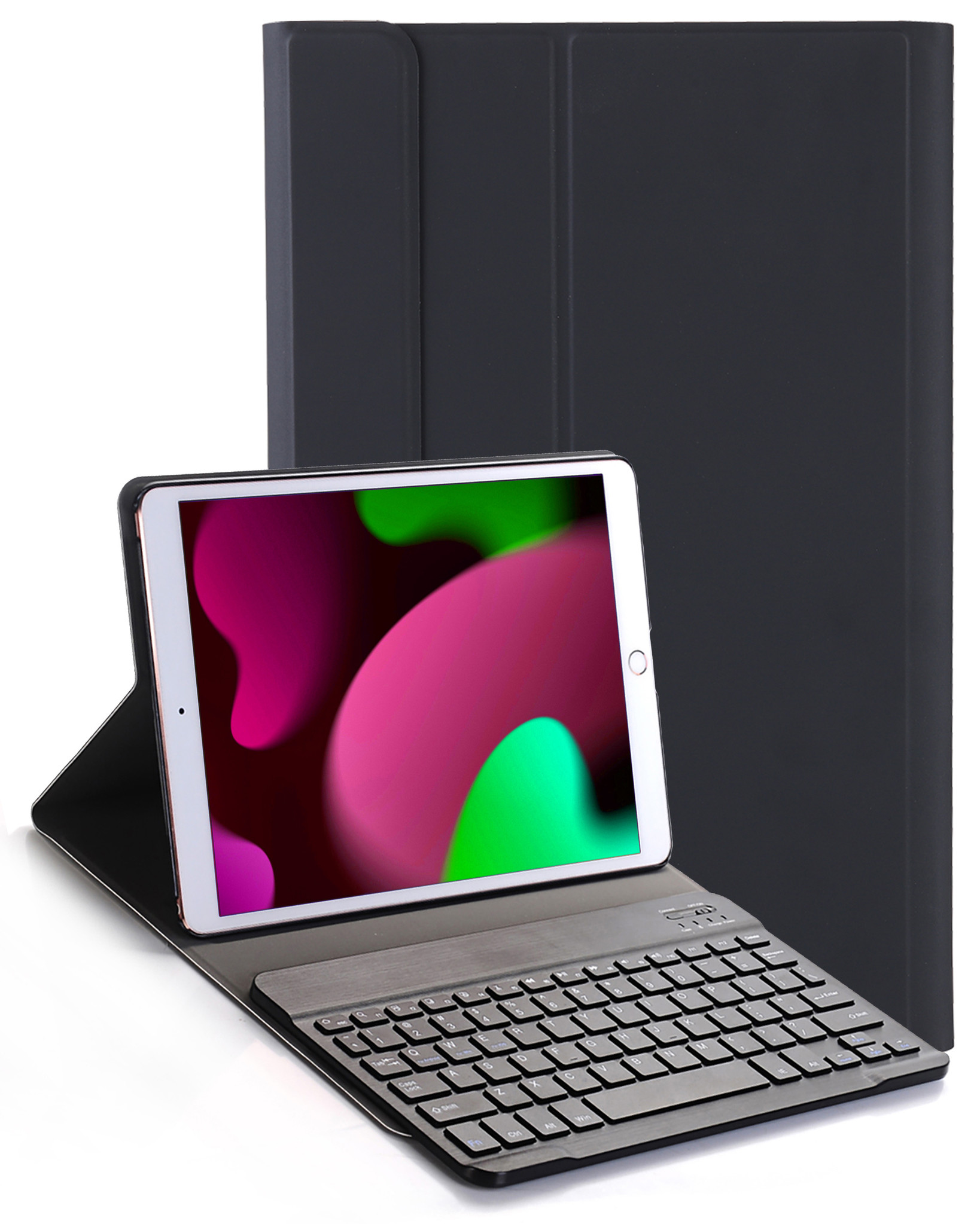 Nomfy Hoes Geschikt voor iPad 10.2 2021 Hoes Toetsenbord Hoes Case Book Cover Hoesje - Hoesje Geschikt voor iPad 9 Keyboard Hoes - Zwart