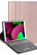 Nomfy Hoes Geschikt voor iPad 10.2 2021 Hoes Toetsenbord Hoes Case Book Cover Hoesje - Hoesje Geschikt voor iPad 9 Keyboard Hoes - Rosé goud