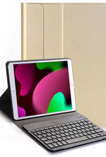 Nomfy Hoes Geschikt voor iPad 10.2 2021 Hoes Toetsenbord Hoes Case Book Cover Hoesje - Hoesje Geschikt voor iPad 9 Keyboard Hoes - Goud