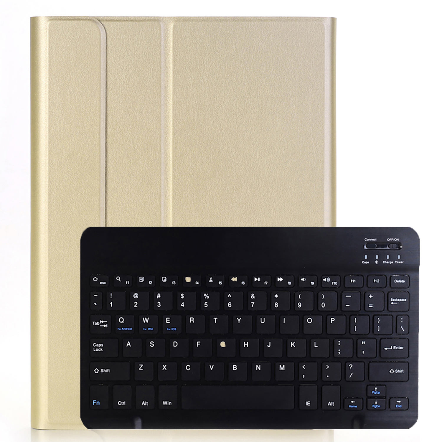 Nomfy Hoes Geschikt voor iPad 10.2 2021 Hoes Toetsenbord Hoes Case Book Cover Hoesje - Hoesje Geschikt voor iPad 9 Keyboard Hoes - Goud