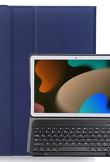 NoXx Hoesje Geschikt voor iPad 10.2 2021 Hoesje Toetsenbord Hoes - Hoes Geschikt voor iPad 9 Keyboard Case Book Cover - Donkerblauw