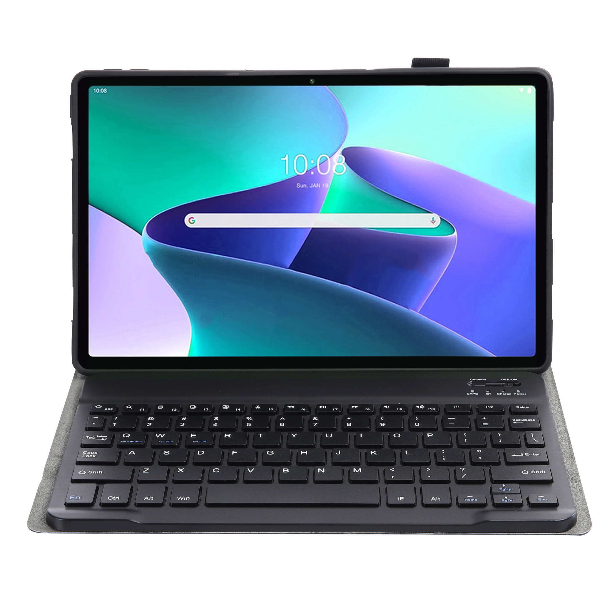 BASEY. Hoesje Geschikt voor Lenovo Tab M10 Plus 3rd Gen Toetsenbord Hoes Book Case Met Screenprotector - Hoes Geschikt voor Lenovo Tab M10 Plus (3e Gen) Toetsenbord Hoesje Keyboard Cover - Goud