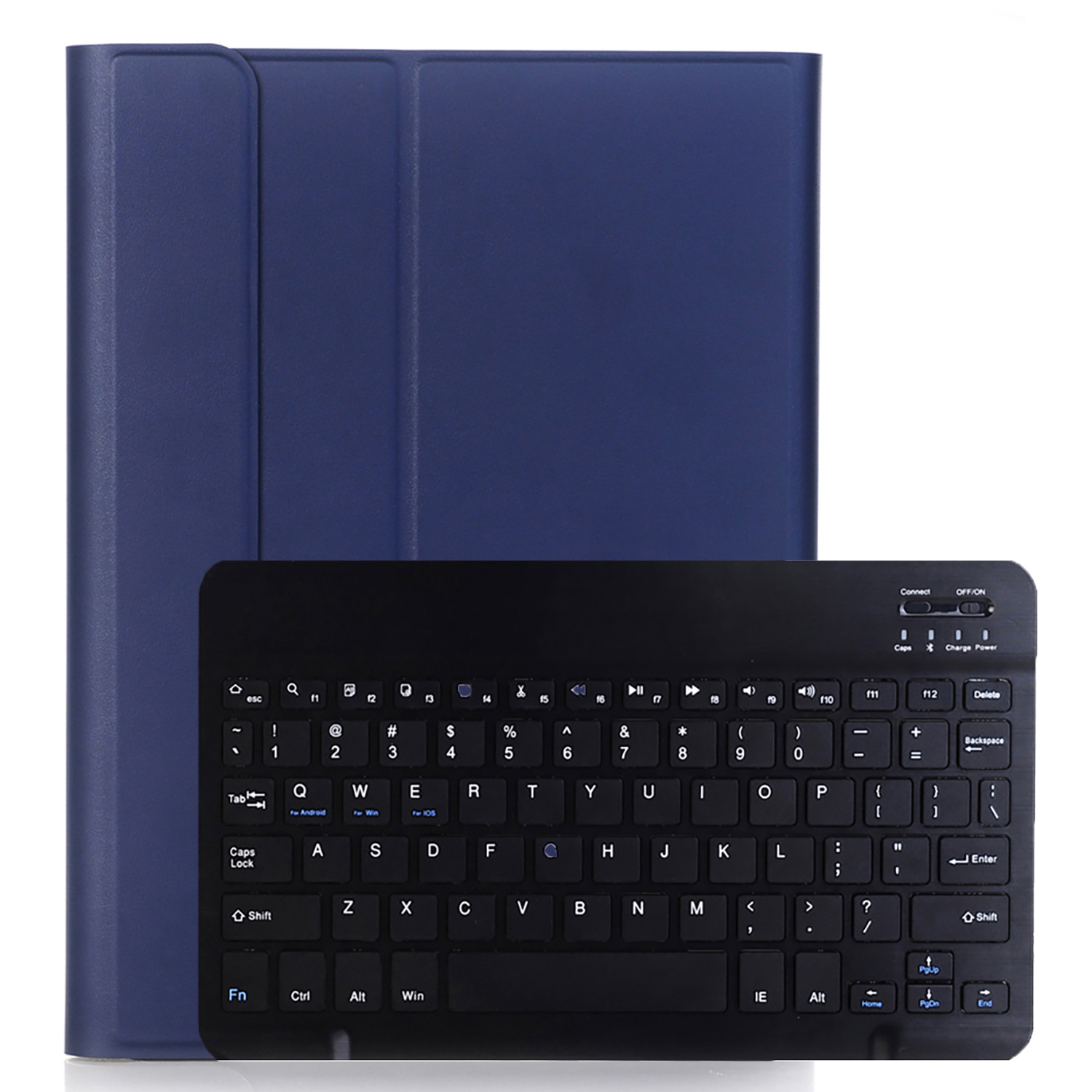 BASEY. iPad 10.2 2021 Hoes Toetsenbord Hoesje Keyboard Case Cover - Donkerblauw
