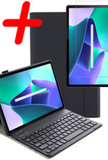 BASEY. Hoesje Geschikt voor Lenovo Tab M10 Plus 3rd Gen Toetsenbord Hoes Book Case Met Screenprotector - Hoes Geschikt voor Lenovo Tab M10 Plus (3e Gen) Toetsenbord Hoesje Keyboard Cover - Zwart