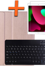 Nomfy iPad 10.2 2020 Toetsenbord Hoes Keyboard Case Book Cover Met Screenprotector - iPad 10.2 2020 Toetsenbord Keyboard Hoesje - Rose Goud