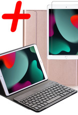 BASEY. Hoesje Geschikt voor iPad 10.2 2020 Toetsenbord Hoes Book Case Met Screenprotector - Hoes Geschikt voor iPad 8 Toetsenbord Hoesje Keyboard Cover - Rosé goud