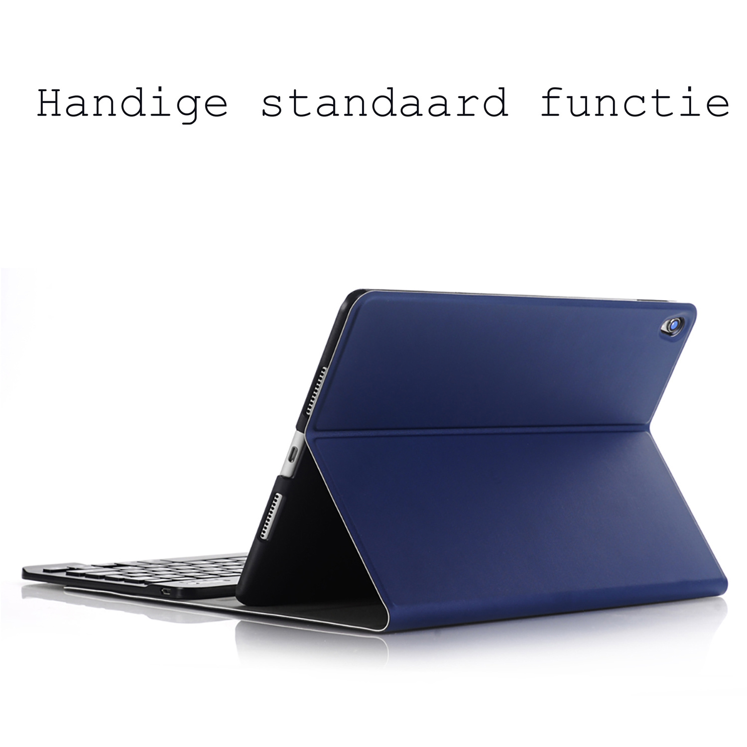 BASEY. Hoesje Geschikt voor iPad 10.2 2020 Toetsenbord Hoes Book Case Met Screenprotector - Hoes Geschikt voor iPad 8 Toetsenbord Hoesje Keyboard Cover - Donkerblauw