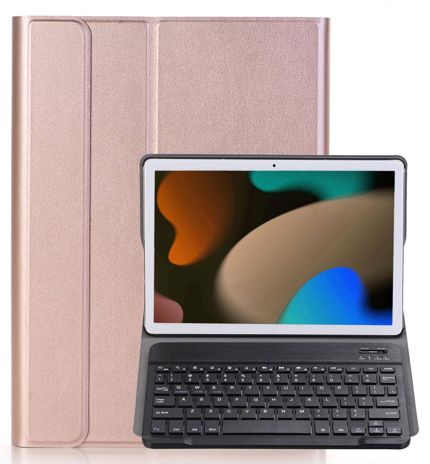 NoXx Hoesje Geschikt voor iPad 10.2 2020 Hoesje Toetsenbord Hoes - Hoes Geschikt voor iPad 8 Keyboard Case Book Cover - Rosé goud