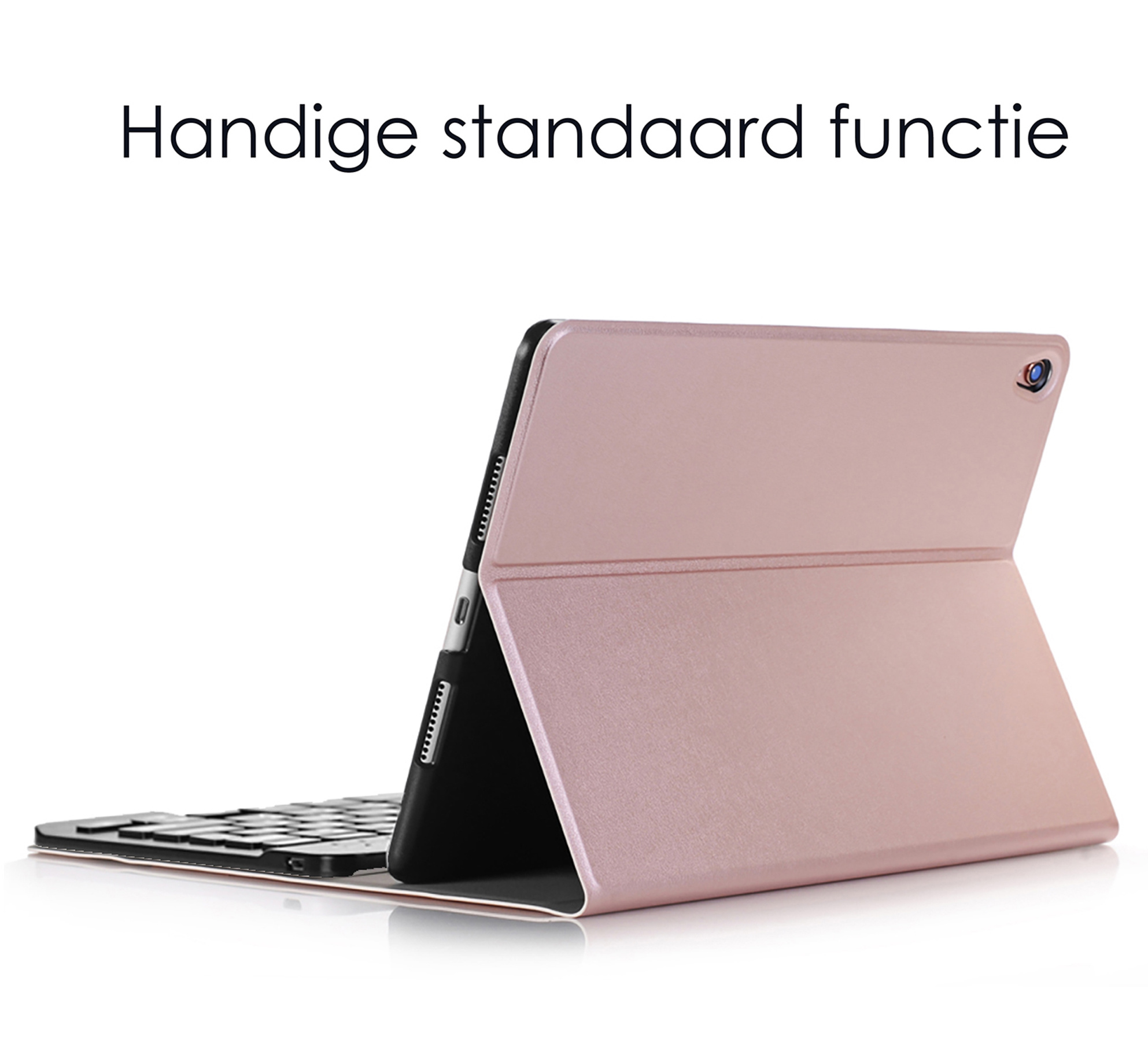 NoXx Hoesje Geschikt voor iPad 10.2 2020 Hoesje Toetsenbord Hoes - Hoes Geschikt voor iPad 8 Keyboard Case Book Cover - Rosé goud