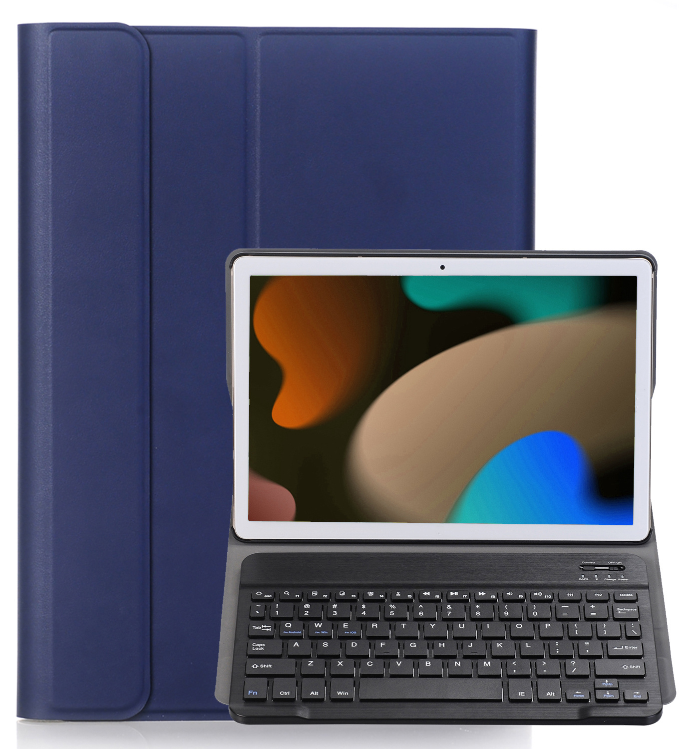 NoXx Hoesje Geschikt voor iPad 10.2 2020 Hoesje Toetsenbord Hoes - Hoes Geschikt voor iPad 8 Keyboard Case Book Cover - Donkerblauw